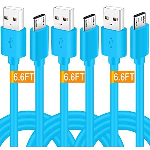 PS4 Controller Charging Cord 6.6ft,SCOVEE Micro USB Charger Cable for Xbox One,Dual Shock 4,Compatible Samsung Galaxy S6 S7 Edge J7 J3 Note 5 4,Android Charge Cord for Playstation 4,Smart Phone,3-Pack