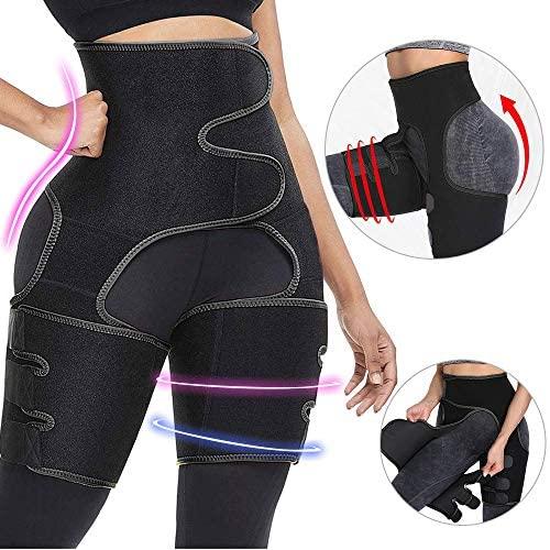 ROSRAN Thigh Trimmer Waist Trainer High Waist and Thigh Trimmer 3 in 1 Weight Loss Butt Lifter Waist Trainer Shaping Slimming Support,Hips Belt Trimmer Body Shaper - Black