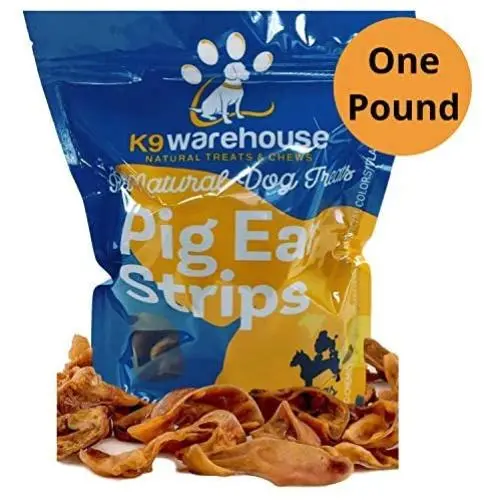 k9konnection Pig Ear Strips for Dogs | 1 Pound All Natural Pigs Ear Slivers Dog Chew Treats | Made of 100% Pure Pork | Inspected and Packaged in The USA | Thick Treat for Small, Medium and Large Dogs