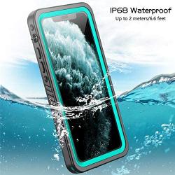 Vapesoon iPhone 11 Waterproof Case, Built-in Screen Protector 360 Full-Body Protection Clear Call Quality Heavy Duty Waterproof Shockproof Cover Case for iPhone 11 2019（6.1 Inch） (Teal/Clear)