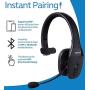 BlueParrott B450-XT Noise Canceling Bluetooth Headset with Push-to-Talk Button for Android and iOS Bundle with Blucoil Headphones Carrying Case, and Replacement Ear Pads