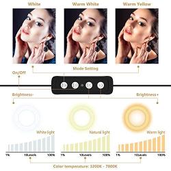 Selvim 10  Selfie Ring Light with Tripod ＆ 3 Cellphone Holders for Live Stream/Makeup/Selfie, 128 LED Bulbs 3 Light Modes 10-Level Brightness 360° Rotating, with Bluetooth Remote Control