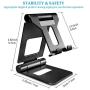 Adjustable Cell Phone Stand, Abdodar Aluminum Desktop Phone Holder Cradle Dock Fully Foldable, Compatible with All Mobile Phone Ipad