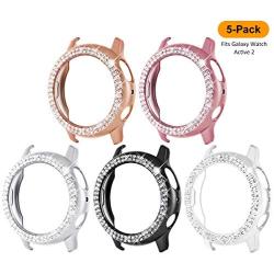 Surace Galaxy Watch Active 2 Case 40mm, Bling Frame Protective Case Compatible for Samsung Galaxy Watch Active 2 (5 Packs, Rose Gold/Pink Gold/Black/Silver/Clear)-40mm