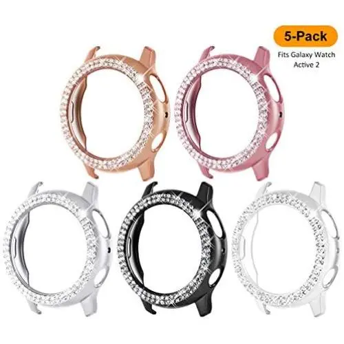Surace Galaxy Watch Active 2 Case 40mm, Bling Frame Protective Case Compatible for Samsung Galaxy Watch Active 2 (5 Packs, Rose Gold/Pink Gold/Black/Silver/Clear)-40mm Surace Galaxy Watch Active 2 Case 40mm, Bling Frame Protective Case Compatible for Samsung Galaxy Watch Active 2 (5 Packs, Rose Gold/Pink Gold/Black/Silver/Clear)-40mm