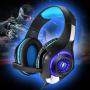 Cocar Gaming Headset, Bass Enhanced Headphone for Playstation PS4 PSP Xbox One Tablet iOS iPad Smartphone Free Adapter Cable for PC with Mic Noise Cancelling Black,  GM-1 Blue