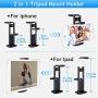 Phone Tripod for iPhone, 60-Inch Camera Tripod for Ipad, Lusweimi Tripod with 2 in 1 Tripod Mount Holder for Cell Phone/Ipad/Gopro/All Camera, Tripod with Carry Bag for Travel/Photography/Video