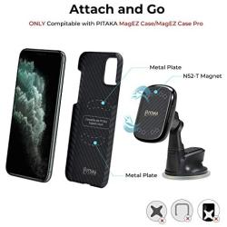 Wireless Charging Magnetic Car Mount PITAKA MagEZ Mount Qi Only Compatible with MagEZ Case/MagEZ Case Pro Fast Charging Phone Holder with USB A-C Cable Suction Cup for iPhone Galaxy Smartphone