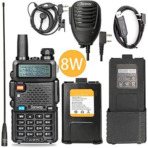 Ham Radio Walkie Talkie UV-5R Pro 8-Watt Dual Band Two Way Radio with one More 3800mAh Battery and Handheld Speaker Mic and NA-771 Antenna and USB Programming Cable