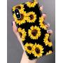J.west iPhone Xs Case Vintage Flower Floral, Cute Yellow Sunflowers Black Soft Cover for Girls/Women Sturdy Flexible Slim fit Fashion Design Pattern Drop Protective Case for iPhone X/XS