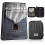 GECKO Kalimba 17 Key Thumb Piano with Hardshell Case Study Instruction Song Book tuning hammer for Beginners C Tone Tuned Black
