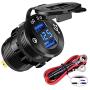YONHAN Quick Charge 3.0 Dual USB Charger Socket, Waterproof Power Outlet Fast Charge with LED Voltmeter & Wire Fuse DIY Kit for 12V/24V Car Boat Marine ATV Bus Truck and More