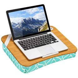 LapGear Designer Lap Desk with Phone Holder and Device Ledge - Aqua Trellis - Fits up to 15.6 Inch Laptops - Style No. 45422