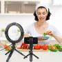 LED Dimmable Ring Light with Tripod Stand & Phone Holder for Live Stream/Makeup, 6″ Ringlight for YouTube Video, Phone Tripod, Compatible with iPhone Android