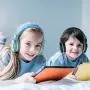 iClever HS14 Kids Headphones, Headphones for Kids with 94dB Volume Limited for Boys Girls, Adjustable Headband, Foldable, Child Headphones on Ear for Study Tablet Airplane School, Black