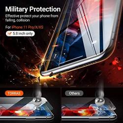 TORRAS Diamonds Hard iPhone 11 Pro Screen Protector iPhone X Screen Protector iPhone XS Screen Protector, [Military Grade Shatterproof] [Eye Protection] HD Clear Tempered Glass Film Clear 5.8-2 Pack