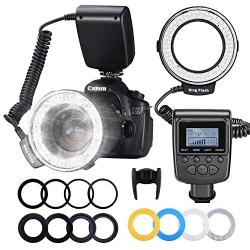 Neewer 48 Macro LED Ring Flash Bundle with LCD Display Power Control, Adapter Rings and Flash Diffusers for Canon 650D,600D,550D,70D,60D,5D Nikon D5000,D3000,D5100,D3100,D7000,D7100,D800,D800E,D60