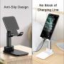 Adjustable Cell Phone Stand, Foldable Portable Phone Holder Cradle Dock for Desk Adjustable Height Angle Phone Holder Desktop iPad Stand, Compatible with Smartphone/iPad/Kindle (Black)