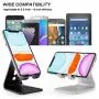 Cell Phone Stand, OMOTON [2 Pack] Phone Holder for Desk, Aluminum Mobile Phone Cradle Dock Compatible with All iPhone and Android Smartphone (Silver&Black)