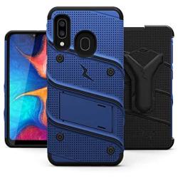 ZIZO Bolt Series for Samsung Galaxy A20 Case | Heavy-Duty Military-Grade Drop Protection w/Kickstand Included Belt Clip Holster Tempered Glass Lanyard Galaxy A50 - Blue