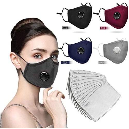 4PCS With 8Filters Reusable Dustproof Bandana Cotton,Scarf Face Cotton Neck Gaiter,Multi-Purpose