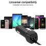 Loxdn Car Charger, USB Port Car Charge Adapter with Built-in Coiled Type C Charging Cable Compatible with Samsung Galaxy S10/S9/Note Series Pixel 3XL LG Nexus HTC and More