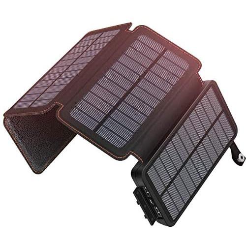 Solar Charger 25000mAh ADDTOP Waterproof Power Bank with 4 Solar Panels Portable Battery Pack for iPhone, ipad, Samsung, Smartphone, ect