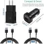Adaptive Fast Charger Kit for Samsung Galaxy S10/ S10e/ S9/S8/S8 Plus/Note 8/9,LaoFas USB 2.0 Recharger Kit (Wall Charger + Car Charger + 2 x Type C USB Cables) Quick Charger-Black