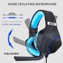 PC Gaming Headset for PS4 Xbox One, Onikuma 3.5mm Stereo USB LED Headphones with Omnidirectional Microphone, Volume Control for Computer Laptop Mac Playstation 4 by YSSHUI-Black + Blue