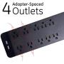 GE, Black, Strip Surge Protector Charger, 10 Outlets, 2 USB Ports, Fast Charge, Flat Plug, Long Power Cord, 4 Feet, Wall Mount, Warranty, 37746, 4 ft