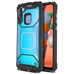 CasemartUSA Phone Case for [Samsung Galaxy A11], [Alloy Series][Blue] Aluminum Metal Plate Military Grade Shockproof Protective Cover for Samsung Galaxy A11 (Verizon, AT&T, Metro, T-Mobile)
