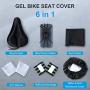 Comfort Gel Bike Seat Cover with Bike Phone Mount, Water&Dust Resistant Cover, Face Cover Scarf, Arm Sleeves, Reflective Band - 6 in 1 Cycling Accessories for Mountain and Road Cycling Comfort Gel Bike Seat Cover with Bike Phone Mount, Water&Dust Resistant Cover, Face Cover Scarf, Arm Sleeves, Reflective Band - 6 in 1 Cycling Accessories for Mountain and Road Cycling