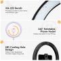 Selfie Ring Light with Stand,12 Inch Foldable LED Ring Light for Phone, 3 Light Modes & 10 Brightness Dimmable Beauty Fill Make Up Light Without Assemble for Live Stream/YouTube Video/Tiktok (Black)