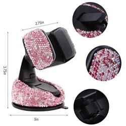 Radish Stars Adjustable Strong Sticky Dashboard Car Phone Mount Crystal Rhinestone Phone Holder, Pink Rhinestone