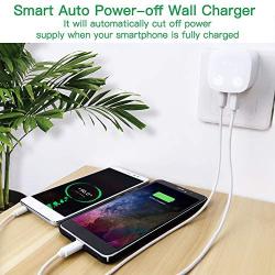 USB Wall Charger, Auto Shut Off Cell Phone Wall Charger with Foldable Plug 12W 2.4A BULL Ultra Compact Dual Port Travel Power Adapter for iPhone Xs/Max/XR/X/876/Plus, iPad,Samsung S4/S5 and More