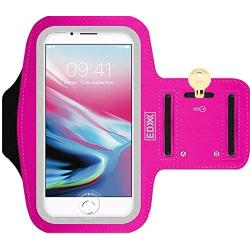 EDX Running Armband Phone Holder for Men & Women, with and Without LED, Compatible with iPhone and Galaxy Smartphones, Pink