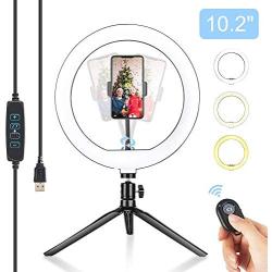 10" Selfie Ring Light with Tripod Stand, KIFAR 3 Mode Ring Light with Stand, Phone Holder and Remote Control 11 Brightness Desk Makeup Ring Light for Makeup, YouTube, Tiktok, Video, Vlogging