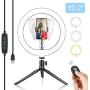 10" Selfie Ring Light with Tripod Stand, KIFAR 3 Mode Ring Light with Stand, Phone Holder and Remote Control 11 Brightness Desk Makeup Ring Light for Makeup, YouTube, Tiktok, Video, Vlogging