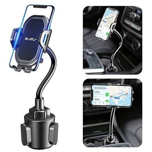 Cup Phone Holder for Car - RAXFLY Adjustable Gooseneck Hands Free Car Cup Holder Phone Mount Universal Compatible with iPhone 11 X XR 7 8 Plus Samsung Note 10 S10 Plus Car Mount Accessories Black