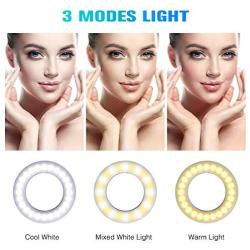 DAVID ROCCO Selfie Light Ring, 3.5 inch Rechargeable Clip on LED Ring Light Camera Ringlight with 40 LEDs for iPhone Android Smart Phone Photography, YouTube Video, Makeup (White)