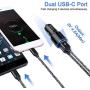 USB C Car Charger, Dual-Port Car Adapter with 2-Pack 6ft Fast Charging C Cable for Samsung Galaxy S20+ S20 S10+ S10E A51 Note 10+ 10 8 9 LG G8 G6 K51 Stylo 4 5 6 Google Pixel 3A 4 XL X1 Moto G8 G8+ Z4