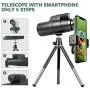 12x50 Monocular Optics Zoom HD BAK4 Prism FMC IPX7 Waterproof Monocular Telescope with Smartphone Adaptor Tripod for Adults Kids Gifts Birding Hunting Camping Travelling Wildlife