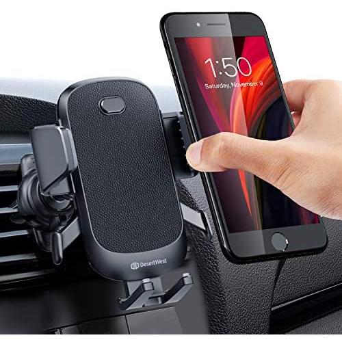 DesertWest Universal Car Vent Phone Mount [One Touch Auto Grip] Upgraded Cell Phone Holder for Car Ultra Stable Easy Vent Mount for iPhone 11 Pro X SE 2020 Samsung LG Moto Google All 4-7 Inch Phones