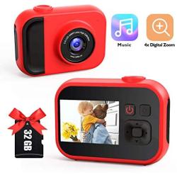 Kids Camera for Girls and Boys,Kids Digital Camera 2.0 Inches Screen 24MP 1080P Video Camcorder Mp3 Game Children Cartoon Selfie Cameras Toys for Gifts - 32GB Memory Card Included