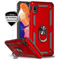 LeYi Samsung Galaxy A10e Case (NOT FIT A10) with HD Screen Protector, Military Grade Armor Full-Body Protective Phone Cover Case with 360 Degree Rotating Holder Kickstand for Samsung A10e, Red