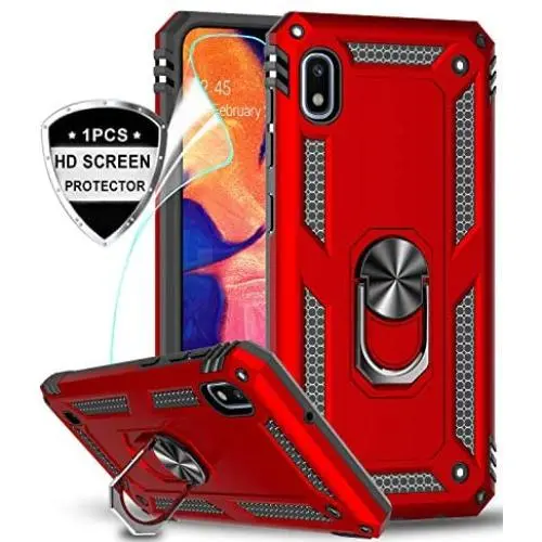 LeYi Samsung Galaxy A10e Case (NOT FIT A10) with HD Screen Protector, Military Grade Armor Full-Body Protective Phone Cover Case with 360 Degree Rotating Holder Kickstand for Samsung A10e, Red LeYi Samsung Galaxy A10e Case (NOT FIT A10) with HD Screen Protector, Military Grade Armor Full-Body Protective Phone Cover Case with 360 Degree Rotating Holder Kickstand for Samsung A10e, Red