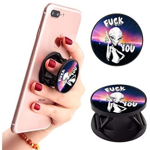 Cool Galaxy Alien Phone Finger Foldable Expanding Stand Holder Kickstand Hand Grip Car Mount Hooks Widely Compatible with Almost All Phones/Cases