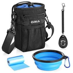 ORIA Dog Training Pouch, Dog Treat Bag, Pet Training Waist Bag with Adjustable Strap, Collapsible Dog Bowl, Storage for Treats, Toys and Training Accessories