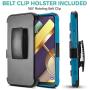 CasemartUSA Phone Case for [LG Premier Pro Plus (L455DL)], [Refined Series][Sky Blue] Cover with Kickstand & Holster for LG Premier Pro Plus (Tracfone, Simple Mobile, Straight Talk, Total Wireless)