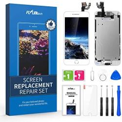 Compatible with iPhone 6 Screen Replacement White 4.7 Inch Full Assembly LCD Display Digitizer with Front Camera, Ear Speaker, Proximity Sensor and Repair Tool Set (A1549 A1586 A1589)